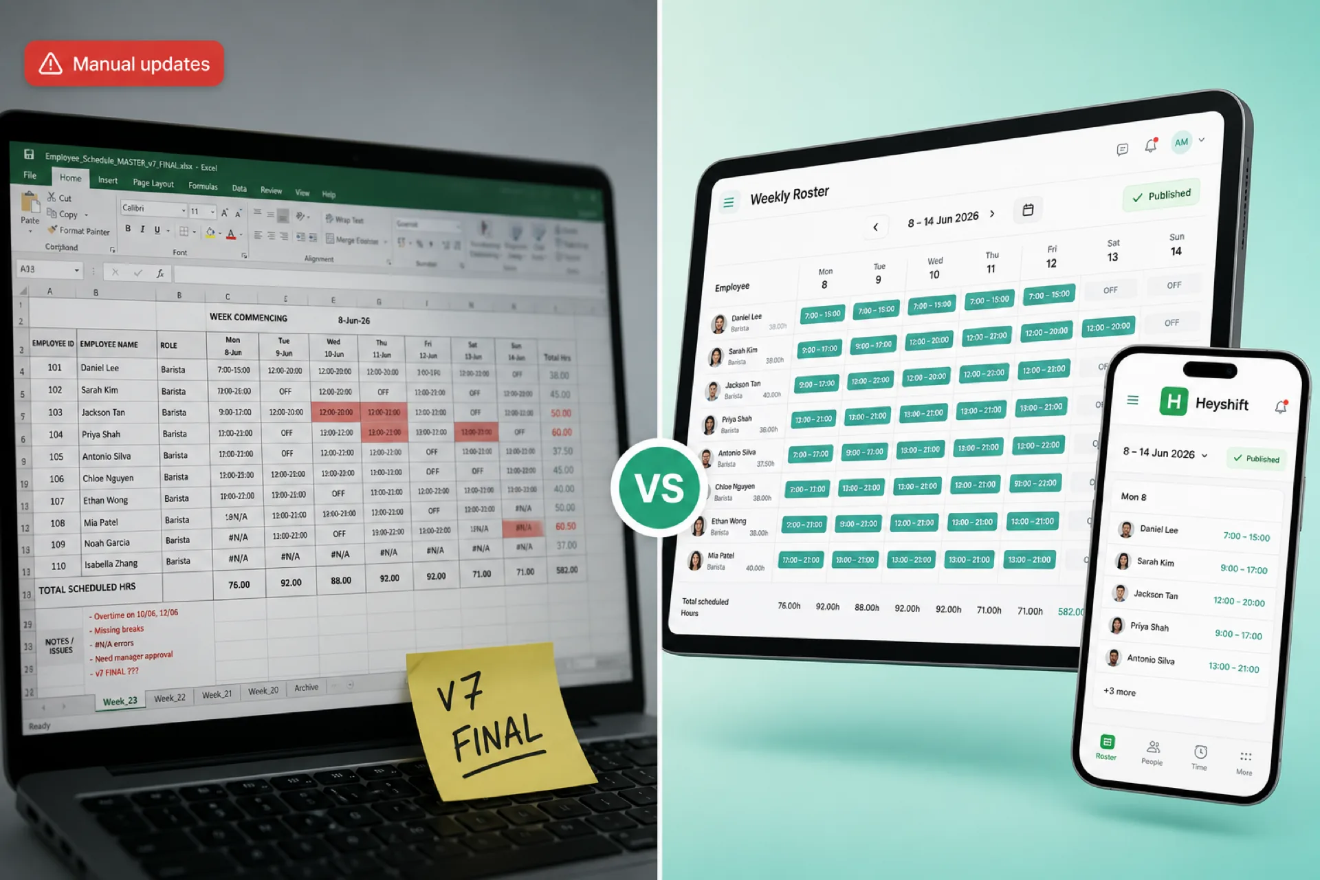 Cover image for Workforce scheduling software vs Excel for growing businesses