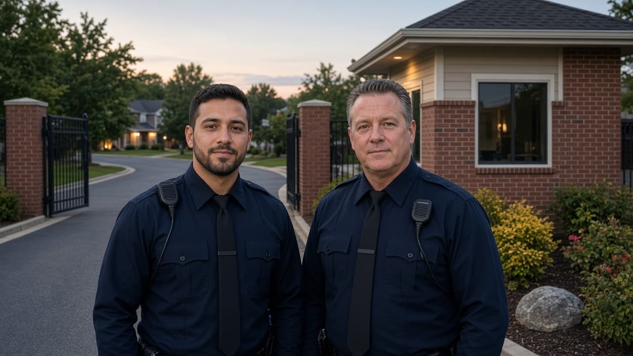Property security officers at a US gated community entrance